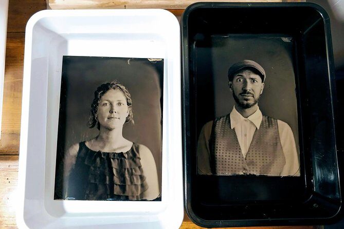 19th Century Photography Experience - The dark room moment under safe red light